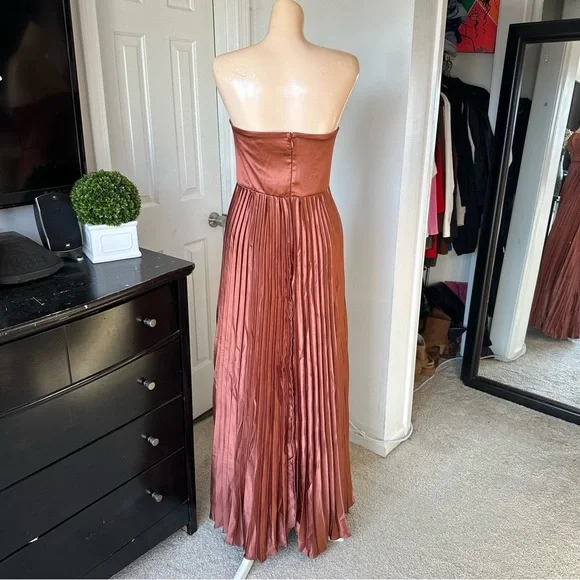 Lulu's Strapless Copper Pleated Dress - Picture 11 of 16
